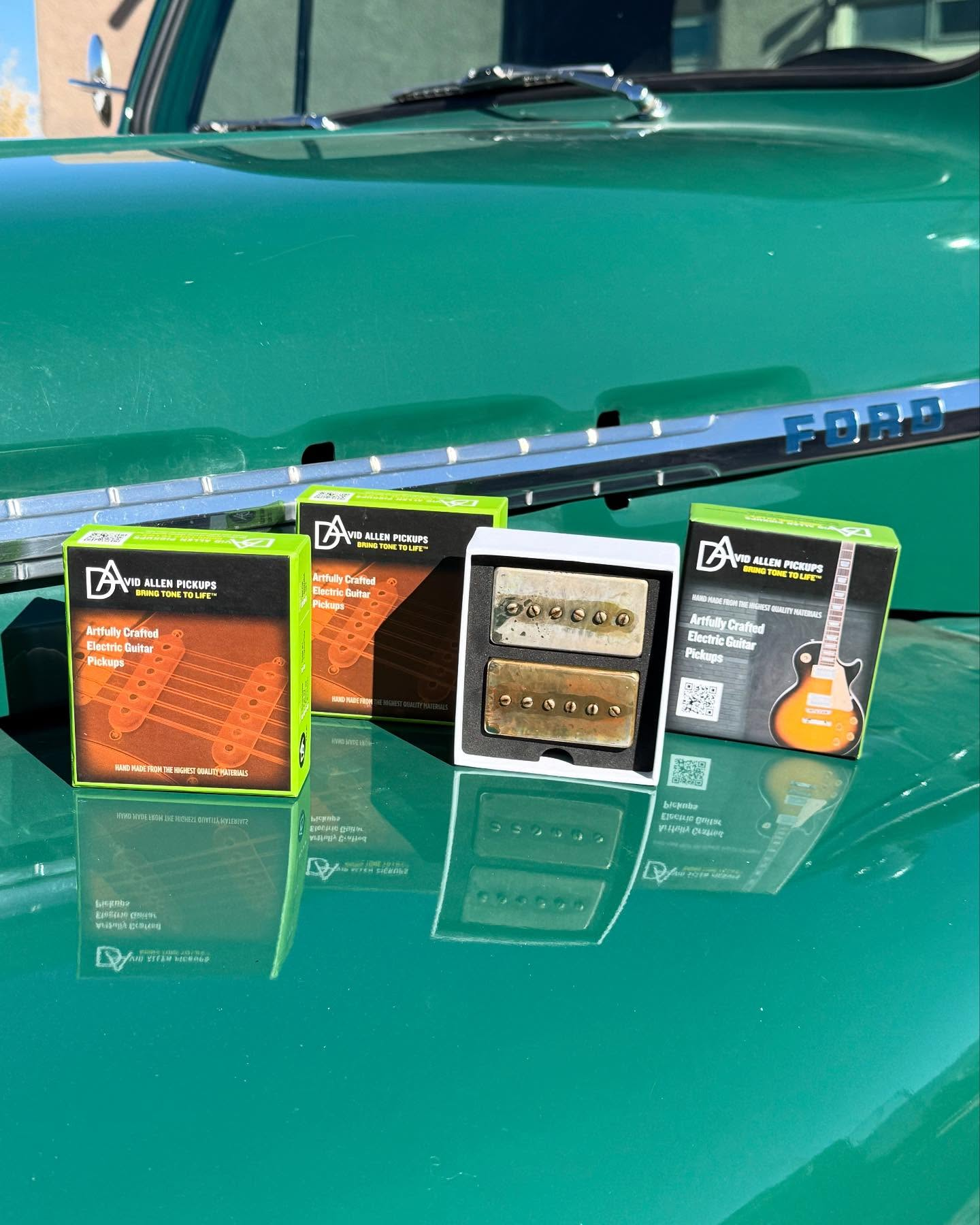 David Allen Pickups products displayed on a vintage Ford truck